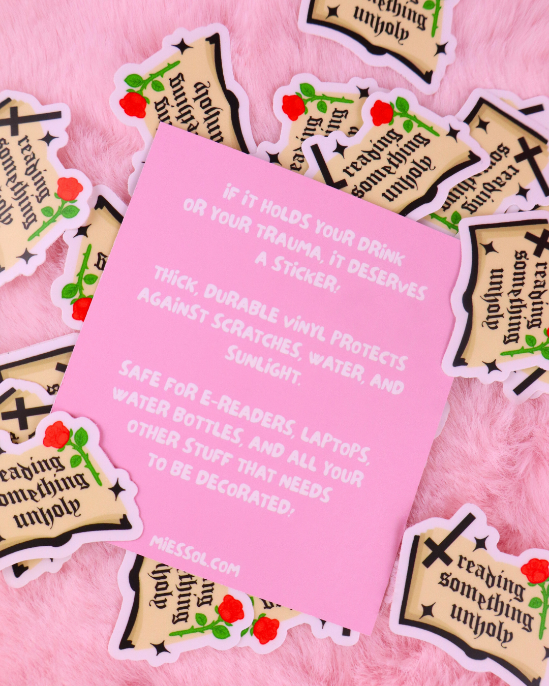 reading something unholy sticker, dark romance, spicy books, smut books, smut reader, book lover, romance readers sticker for kindle, e-reader sticker, bookish sticker, dark romance lovers