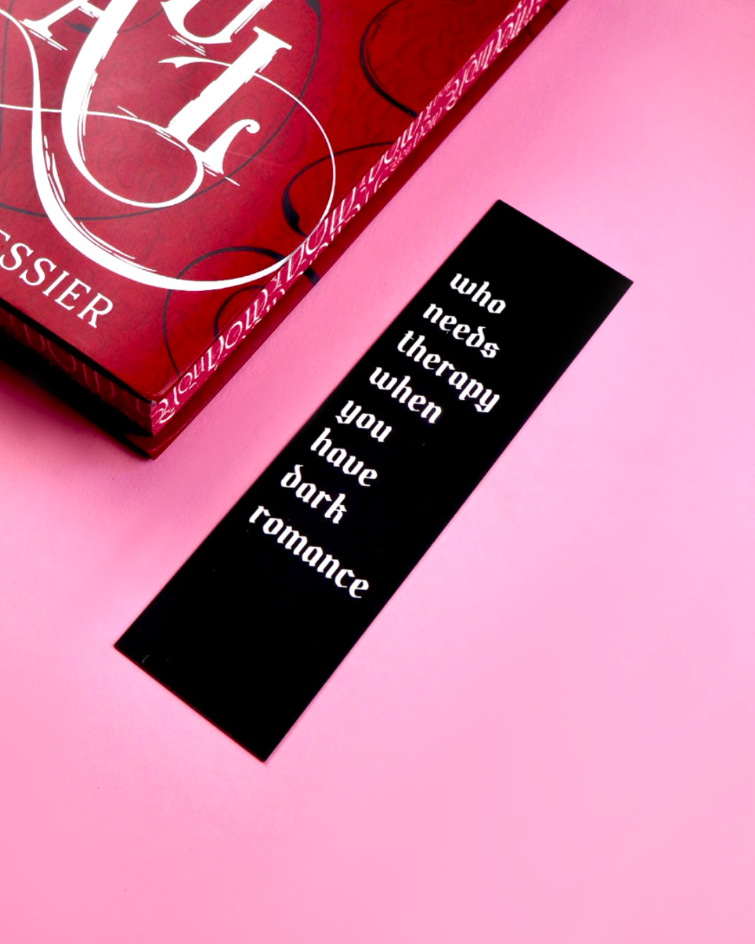 dark romance bookmark, who needs therapy dark romance, Shantel Tessier, booktok