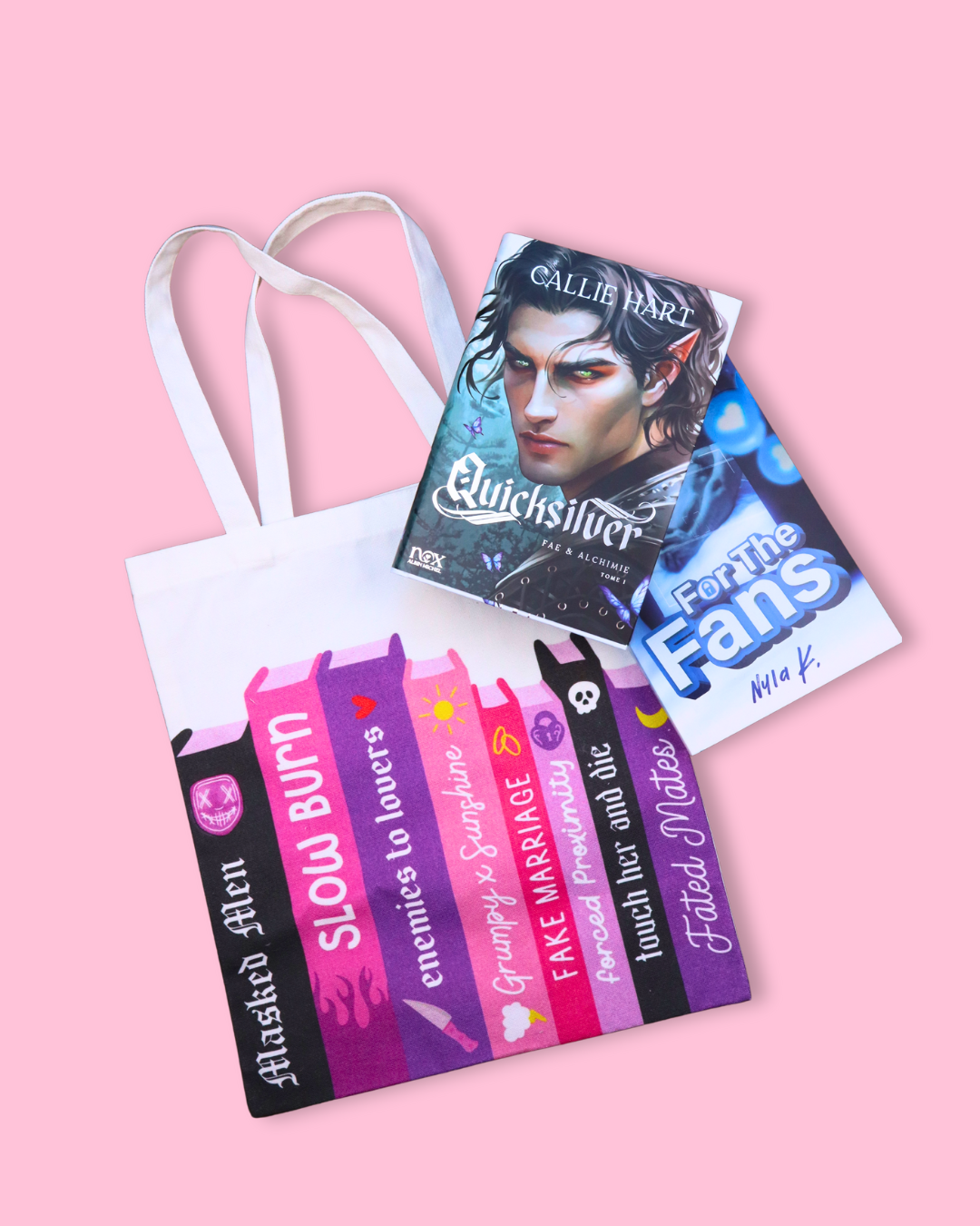 Romantasy readers, romance books canvas trope bag, dark romance , masked men, touch her and die, fated mates, fake marriage, enemies to lovers, book lover gift, bookish Merch 