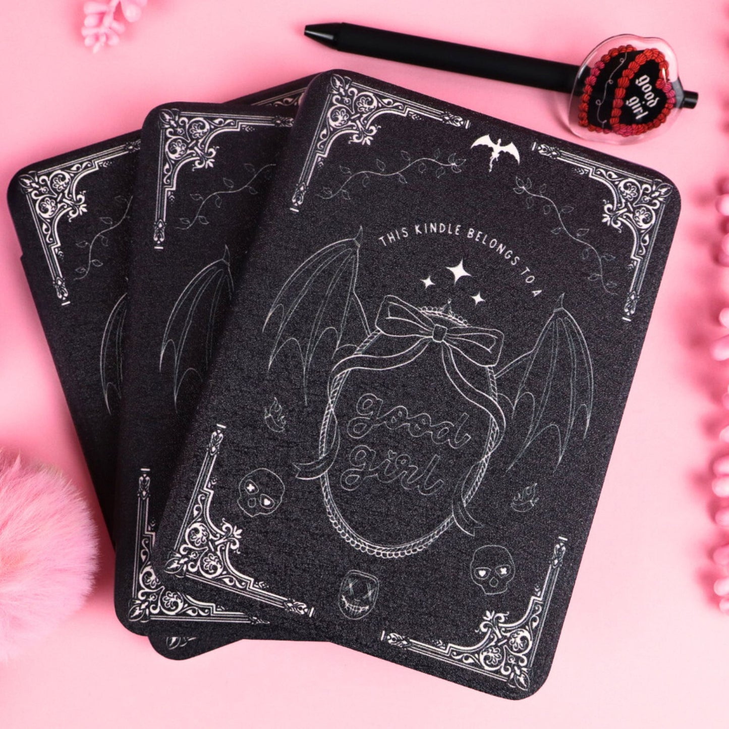 Black kindle case, good girl, dark romance theme