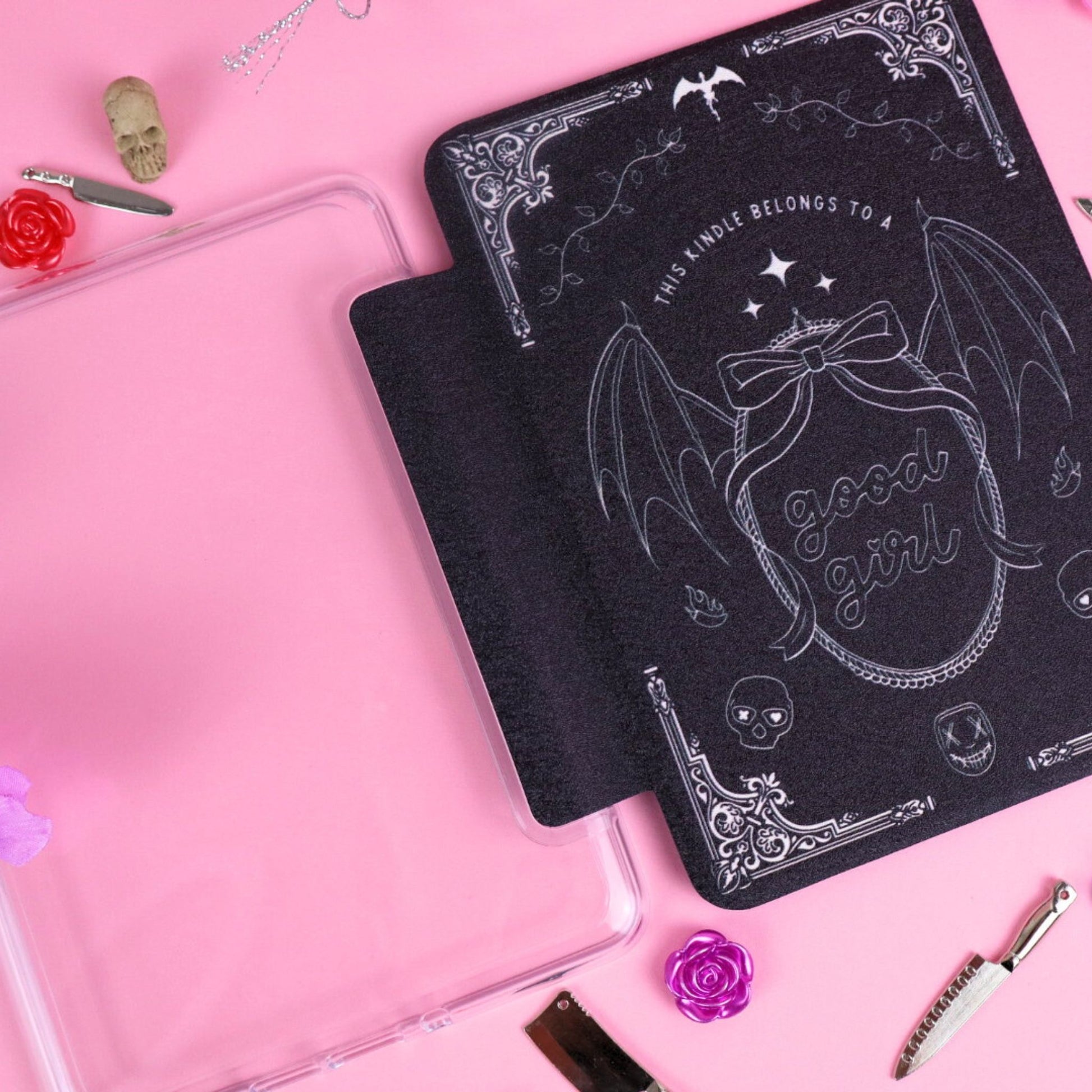 Black kindle case, good girl, dark romance theme