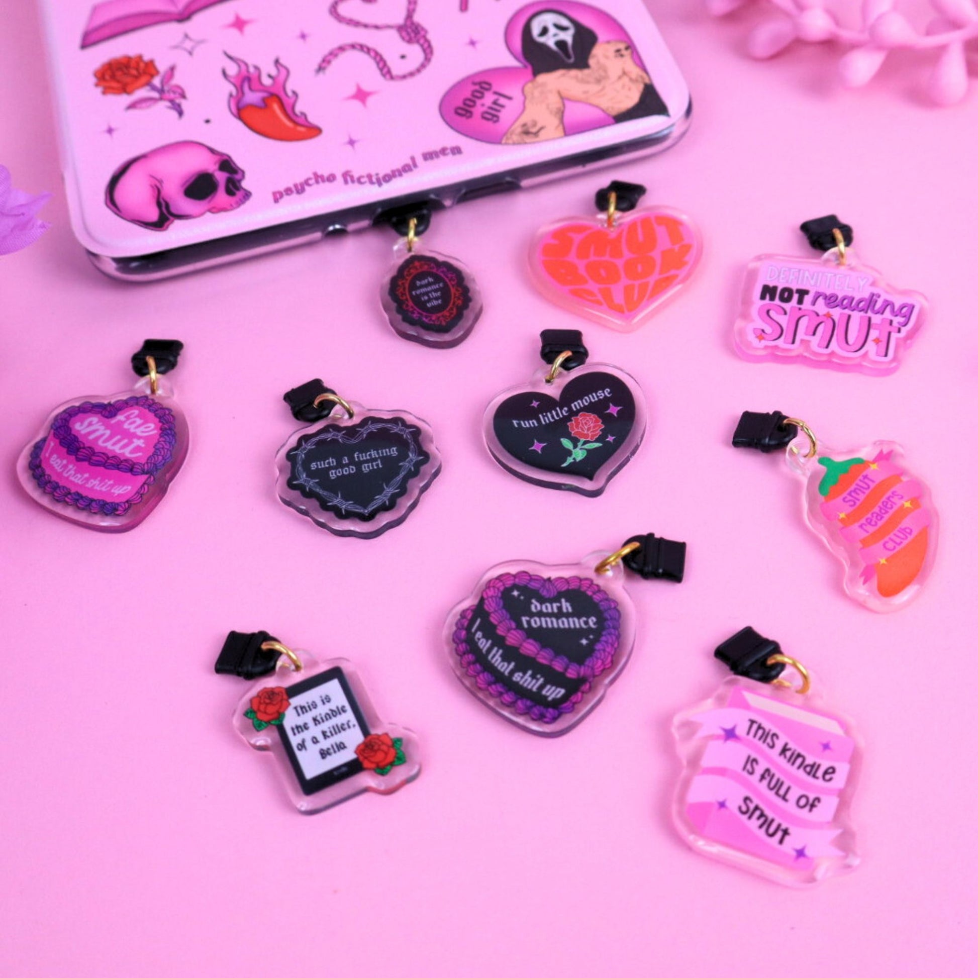 Kindle charms USB-C plug for readers of spicy books and dark romance