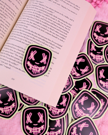 neon glow in the dark masked men, dark romance books, dark romance readers, masktok, neon masked men, booktok sticker, bookish gift, book lover, unhinged books, vinyl kindle sticker