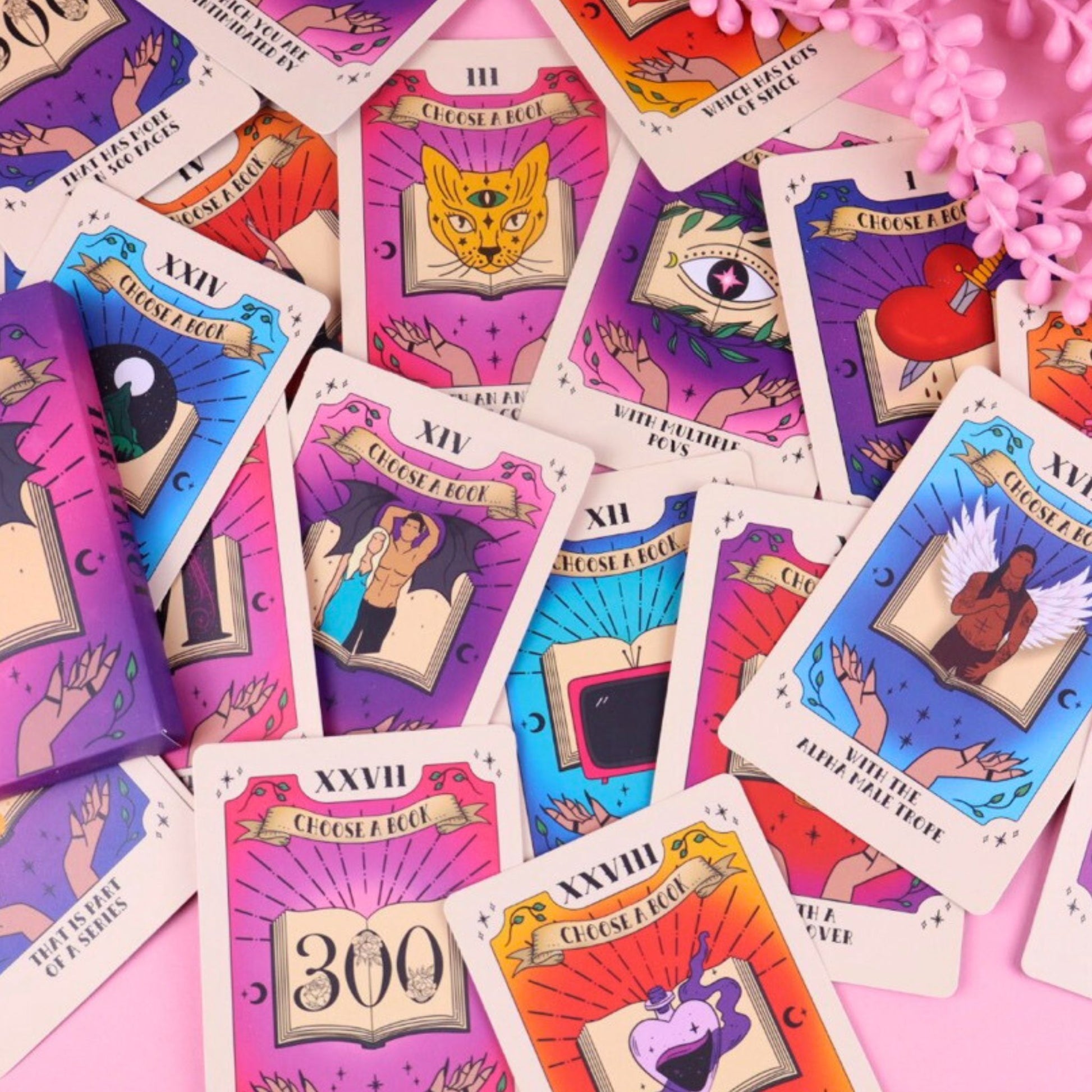 Card game for picking next book, TBR Tarot Cards
