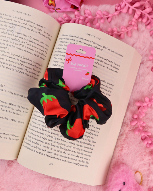scrunchie for book lovers and readers of spicy books, smut reader, smutty books, hair accessories, good girl, romance books, romantasy, dark romance