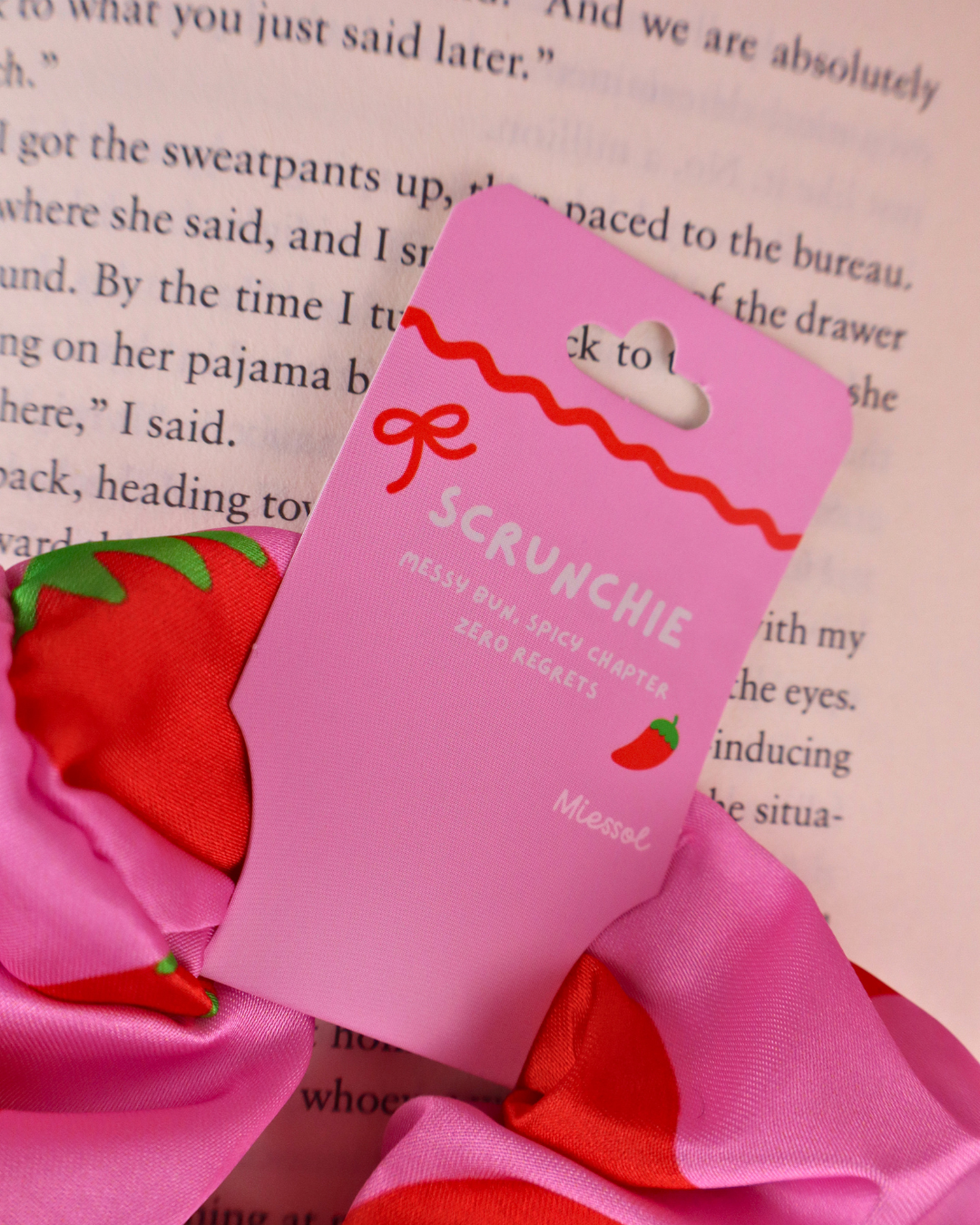 scrunchie for book lovers and readers of spicy books, smut reader, smutty books, hair accessories, good girl, romance books, romantasy, dark romance