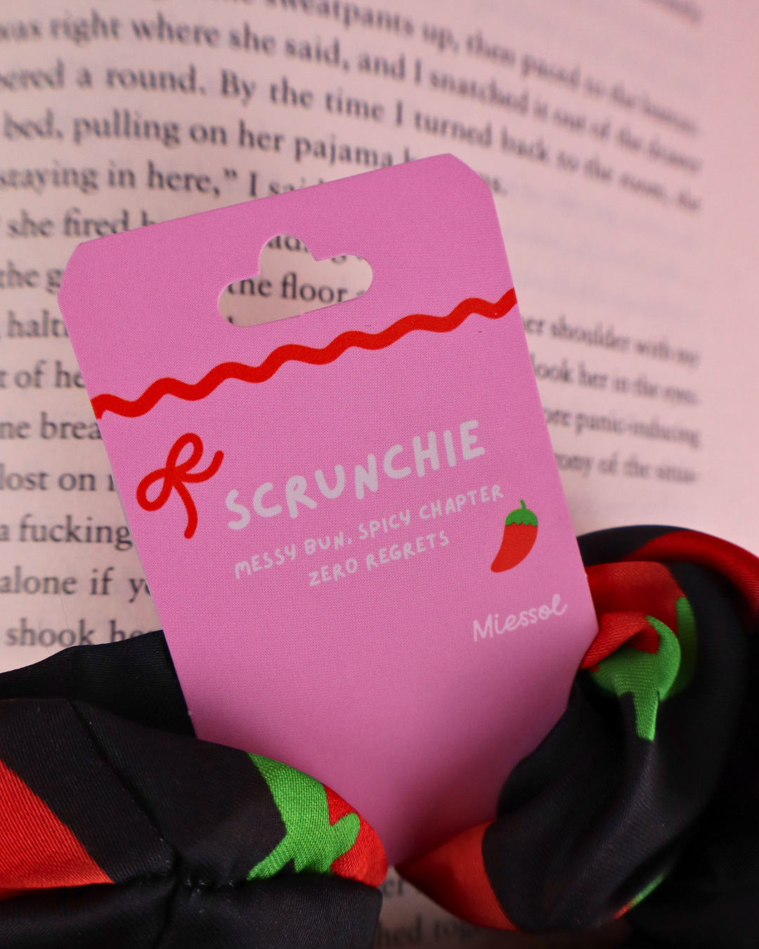 scrunchie for book lovers and readers of spicy books, smut reader, smutty books, hair accessories, good girl, romance books, romantasy, dark romance