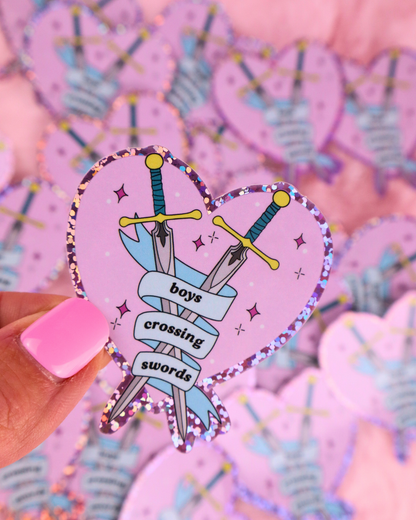 mm romance books sticker waterproof vinyl, kindle sticker, kindle decorating, kindle accessories, gay romance books, queer books, kobo sticker, book lover, stickers for romance readers, booktok, boys crossing swords