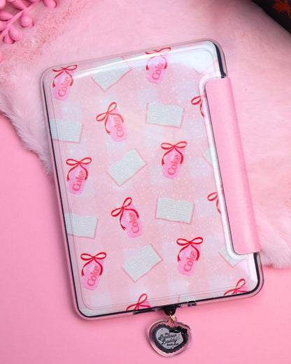 romantasy book club kindle and kobo case, pink and red, cute bookish aesthetics, fourth wing, acotar, Sarah j maas, booktok, bookish gift, ereader gift, e-reader accessories, clear case