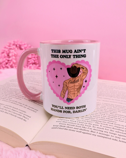 pink and white cowboy romance mug for readers of smutty cowboy books
