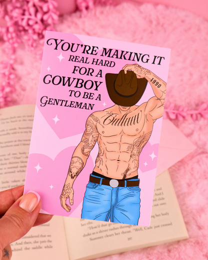 Cowboy romance birthday card, spicy books birthday card, booktok, spicy romance, smut reader birthday card, bookish greeting card, book boyfriend, smutty books