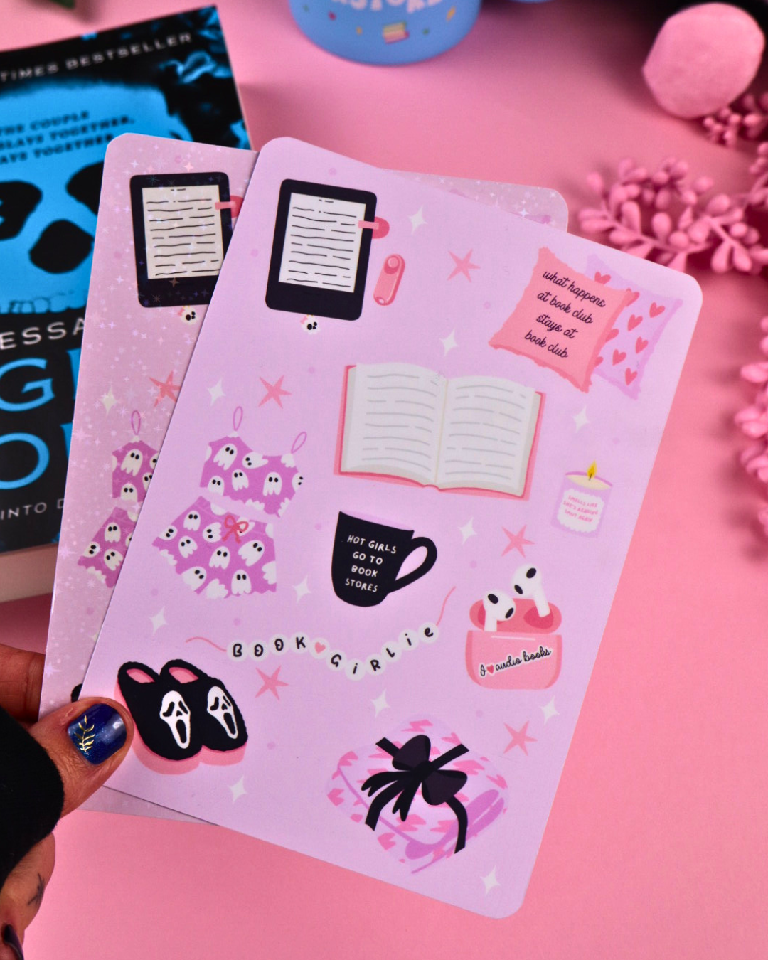 cozy alt vibes kindle kobo insert for book lovers, romantasy and romance lovers, bookish gift