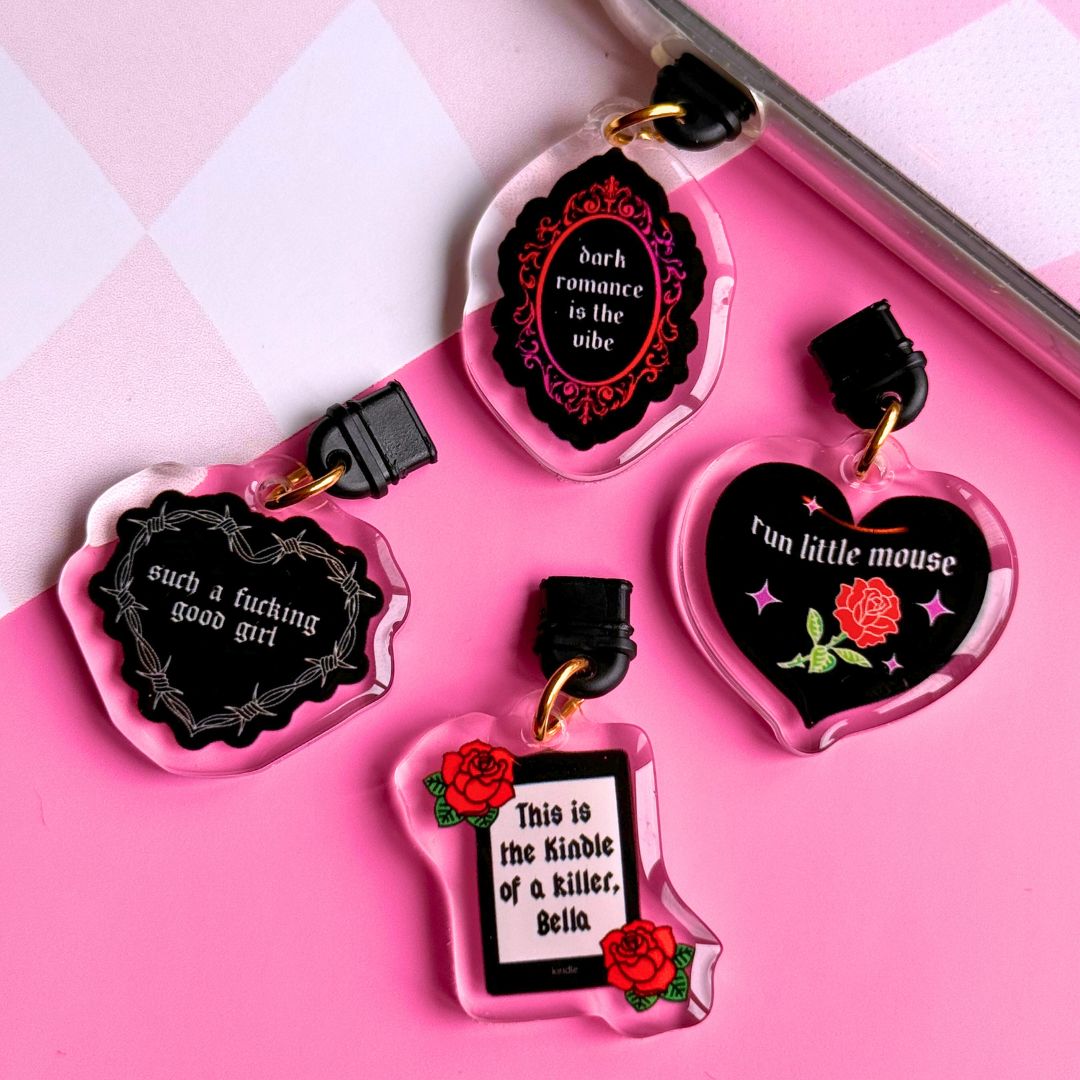 dark romance kindle and usb-c charms 