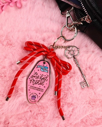 enamel keychain one bed trope enemies to lovers, booktok, bookish merch, booktok gift, romance readers, romantasy lover, book lover
