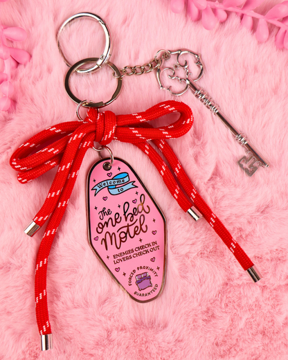enamel keychain one bed trope enemies to lovers, booktok, bookish merch, booktok gift, romance readers, romantasy lover, book lover