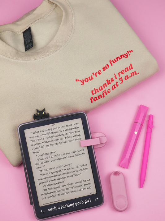 fanfic reader, ao3 reader sweatshirt, late night reader, booktok, bookish merch, funny book lover crewneck, romance reader, romantasy, dark romance, 