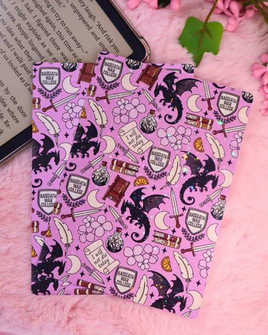 fourth wing insert for kindle and kobo clear case, xaden, iron flame, onyx storm