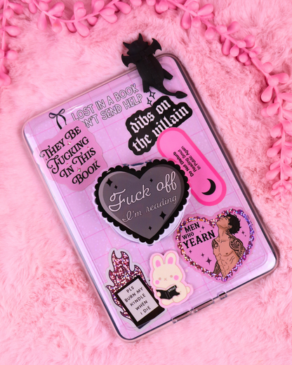 Fuck Off I’m Reading magnetic pop grip for book lovers, a funny bookish accessory for phones, Kindles and e-readers.