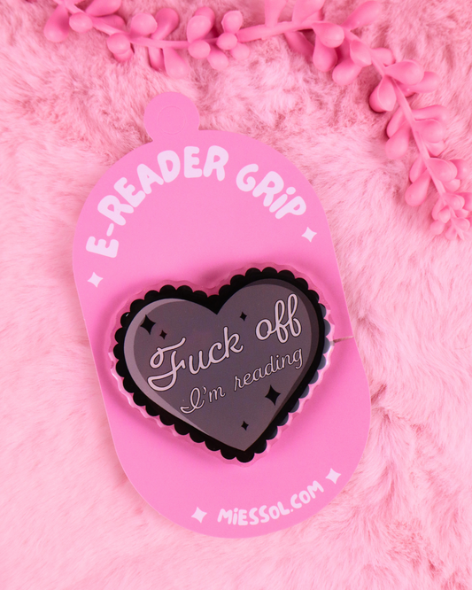 Fuck Off I’m Reading magnetic pop grip for book lovers, a funny bookish accessory for phones, Kindles and e-readers.