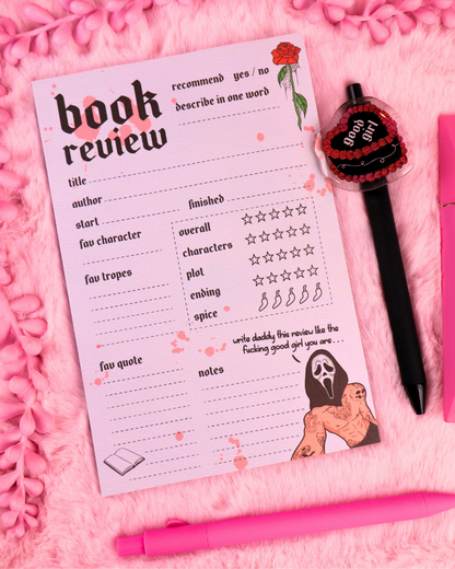 dark romance book review notepad, sticky notes, gift for readers, good girl, booktok, romance books, dark romance books