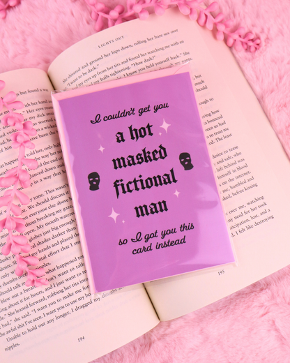 hot masked fictional men greeting card, spicy book readers, book lovers, bookish gift, bookish greeting card, booktok gift, bookish merch, dark romance, romantasy gift