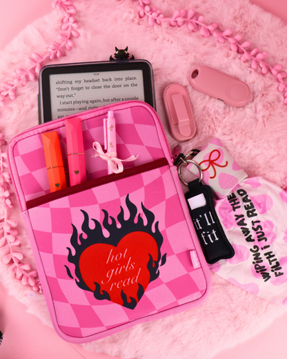 kindle sleeve, booktok gift, bookish gift for readers, dark romance merch, romantasy gift, booktok, bookstagram, kindle pouch, kindle sleeve, kobo sleeve, kobo case, bookish gift, cute pink ereader sleeve, hot girls read, smut readers, spicy books, spicy book lovers, ereader case, ereader sleeve