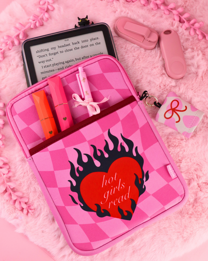 kindle sleeve, booktok gift, bookish gift for readers, dark romance merch, romantasy gift, booktok, bookstagram, kindle pouch, kindle sleeve, kobo sleeve, kobo case, bookish gift, cute pink ereader sleeve, hot girls read, smut readers, spicy books, spicy book lovers, ereader case, ereader sleeve
