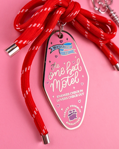 enamel keychain one bed trope enemies to lovers, booktok, bookish merch, booktok gift, romance readers, romantasy lover, book lover, forced proximity