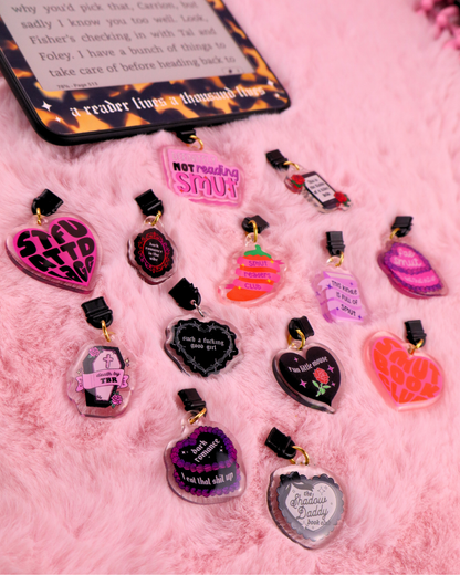 charms for ereader,kindle kobo, dark romance booktok, bookish gift romance readers