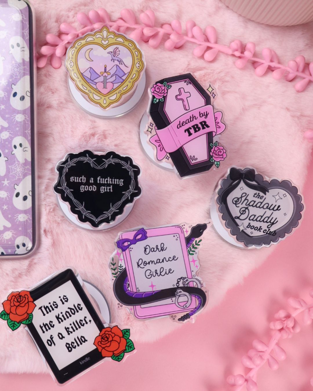 dark romance girlie magnetic kindle grip magsafe booktok pop socket book lovers