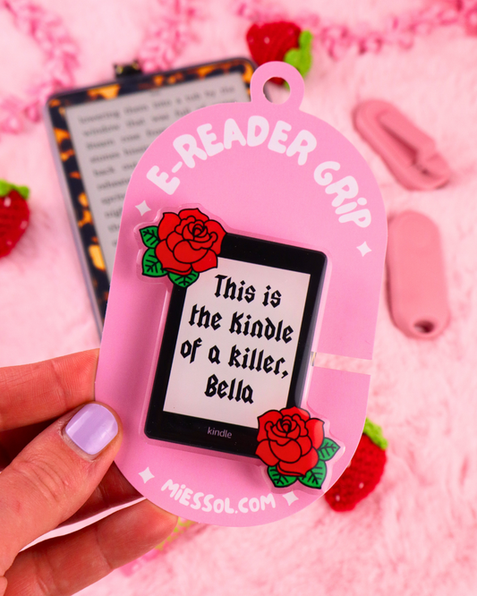 kindle of a killer grip, kindle decor, kindle accessories, twilight, team Edward, team Jacob, twilight merch, booktok, bookish gift, gift for booklover, vampire romance, vampire smut, spicy books, romance reader