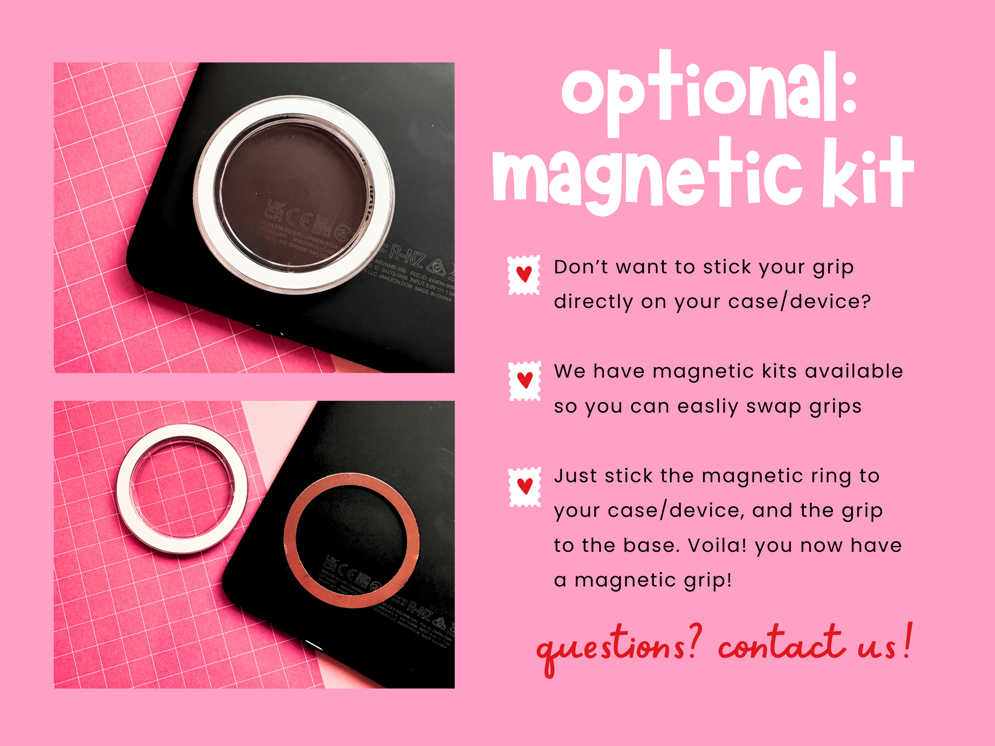 magnetic ring and base for kindle grip