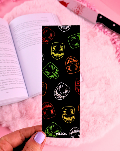 dark romance reader bookmark, masked men, ghost face mask, booktok, booktok gift, gift for book lover, dark romance books, the ritual, navessa allen, lights out, josh, bookish gifts, Rina Kent, Nikolai sokolov, Killian Carson, Garreth, vaughn, Jeremy, Landon, legacy of gods