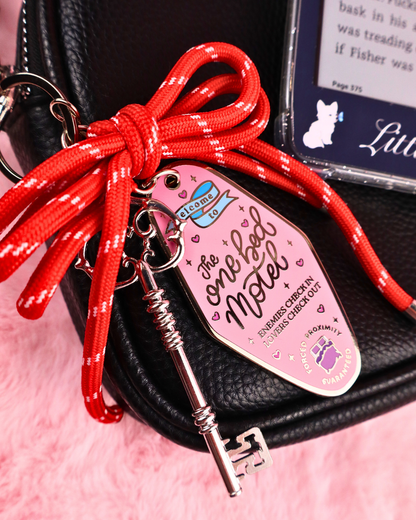 enamel keychain one bed trope enemies to lovers, booktok, bookish merch, booktok gift, romance readers, romantasy lover, book lover