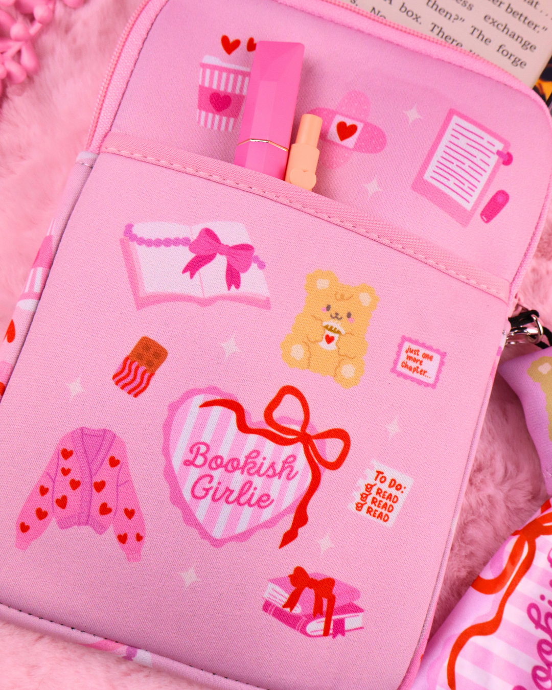 kindle sleeve, booktok gift, bookish gift for readers, dark romance merch, romantasy gift, booktok, bookstagram, kindle pouch, kindle sleeve, kobo sleeve, kobo case, bookish gift, cute pink ereader sleeve