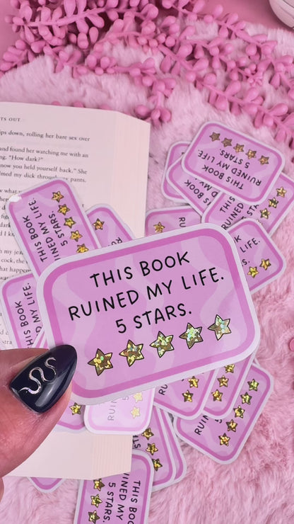 This Book Ruined My Life, 5 Stars Vinyl Waterproof Sticker