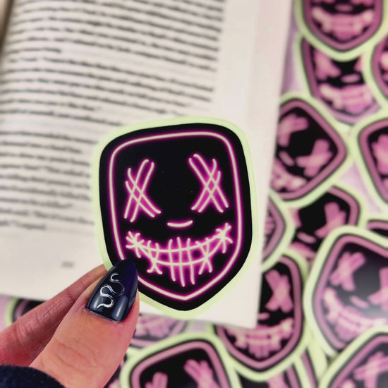 neon glow in the dark masked men, dark romance books, dark romance readers, masktok, neon masked men, booktok sticker, bookish gift, book lover, unhinged books, 