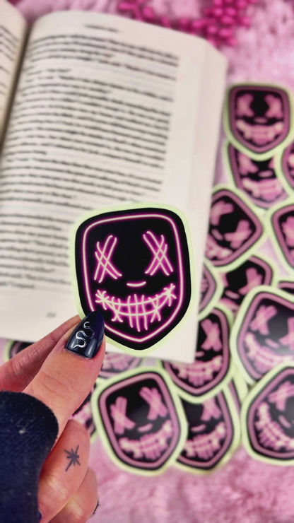 neon glow in the dark masked men, dark romance books, dark romance readers, masktok, neon masked men, booktok sticker, bookish gift, book lover, unhinged books, 
