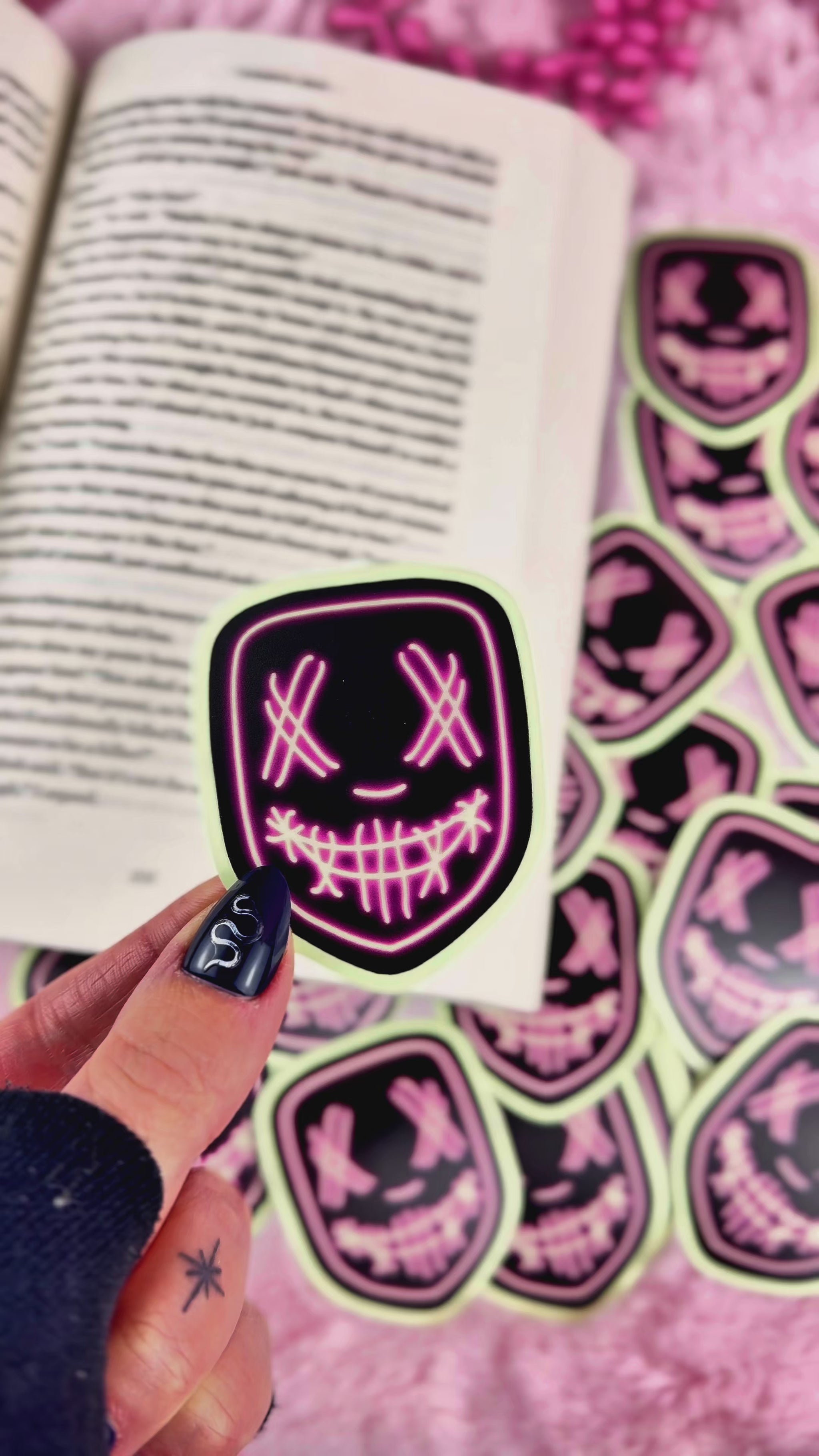 neon glow in the dark masked men, dark romance books, dark romance readers, masktok, neon masked men, booktok sticker, bookish gift, book lover, unhinged books, 