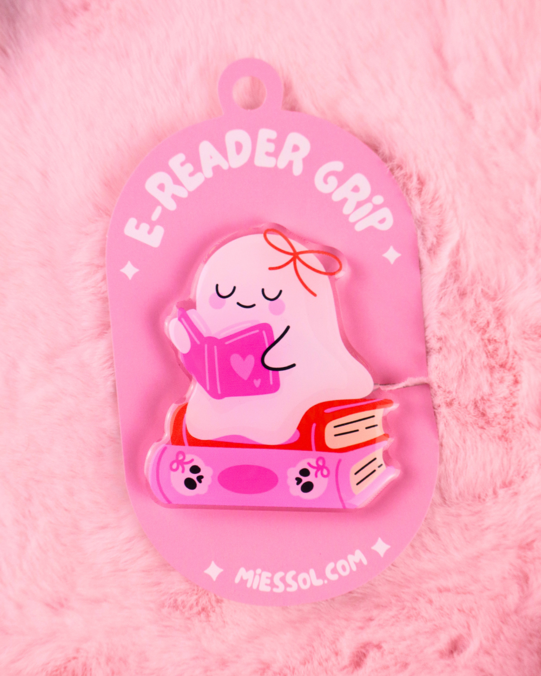 cute kindle and kobo grip for book lovers, booktok, bookstagram, e-reader grip, ghost pop grip, cute bookish gift, kindle decoration, kindle accessories, halloween, spooky, ghost grip