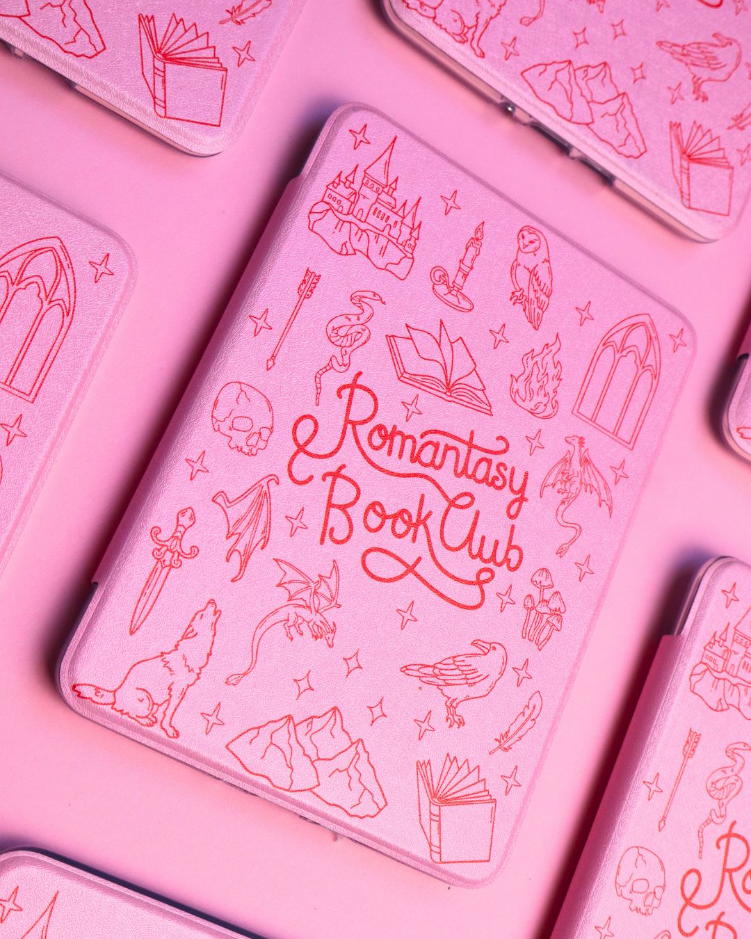 romantasy book club kindle and kobo case, pink and red, cute bookish aesthetics, fourth wing, acotar, Sarah j maas, booktok, bookish gift, ereader gift, e-reader accessories