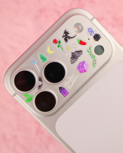 Tiny 3D dark romance stickers with pink tweezers for decorating Kindles, e-readers, phones, nails & more. Made for dark romance readers.