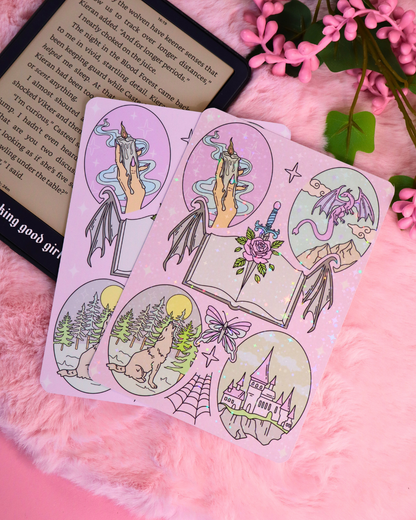 romantasy readers insert for clear case kindle and kobo, readers or fourth wing, acotar, quicksilver and more