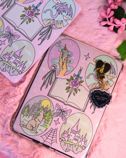romantasy readers insert for clear case kindle and kobo, readers or fourth wing, acotar, quicksilver and more