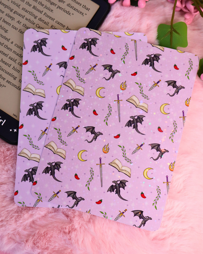 Romantasy Kindle & Kobo insert for fans of Fourth Wing, ACOTAR & Quicksilver. Magical eReader accessory perfect for BookTok romantasy lovers.