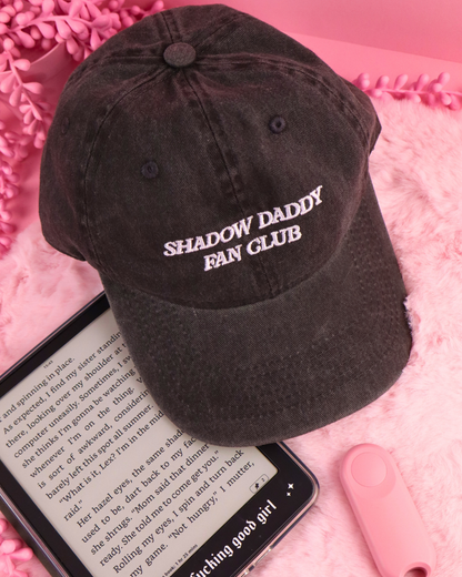 shadow daddy baseball cap, black bookish cap, pink bookish cap, bookish merch, shadow daddy, xaden, kingfisher, fourth wing, quicksilver, booktok, bookstagram, book lover, apparel for readers, romantasy reader, romance books, villains, dark romance