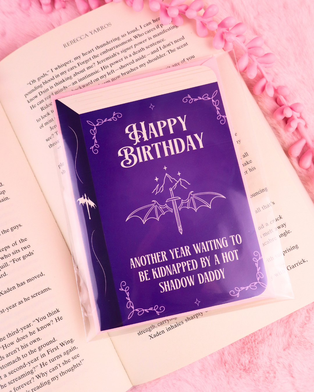 shadow daddy birthday card, fae smut, romantasy reader card, bookish birthday, booktok, acotar, fourth wing, quicksilver merch, book bestie