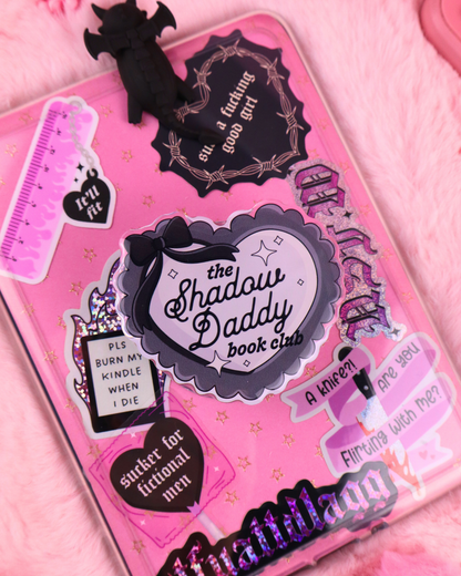 shadow daddy book club, rhysand, xaden riorson, kingfisher, actor, fourth wing, quicksilver bookish merch kindle grip, romantasy readers, romantasy, acotar, Sarah j maas, accessories, kindle decor, cute gift for booklovers