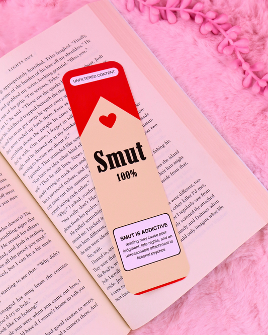 Smut Addict cigarette package inspired bookmark for spicy romance and dark romance readers, hand drawn and printed on 300 gsm paper.