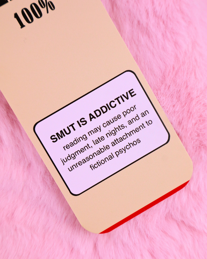 Smut Addict cigarette package inspired bookmark for spicy romance and dark romance readers, hand drawn and printed on 300 gsm paper.